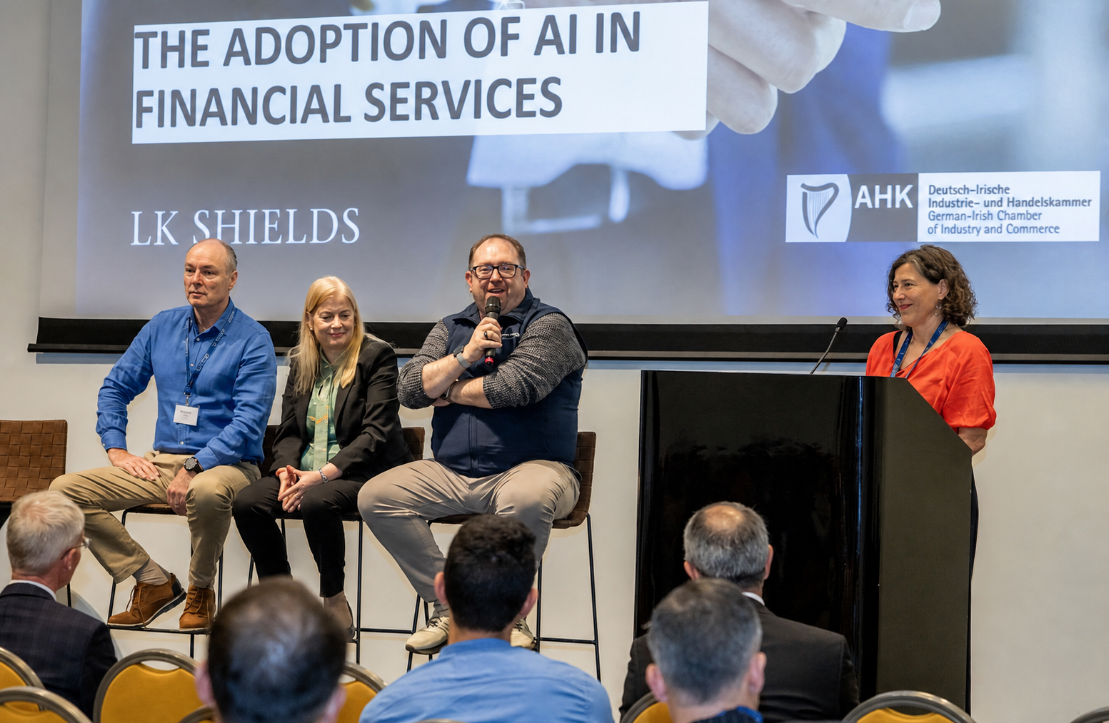DC on a panel on the adoption of AI in financial services, hosted at LK Shields with the German-Irish Chamber.