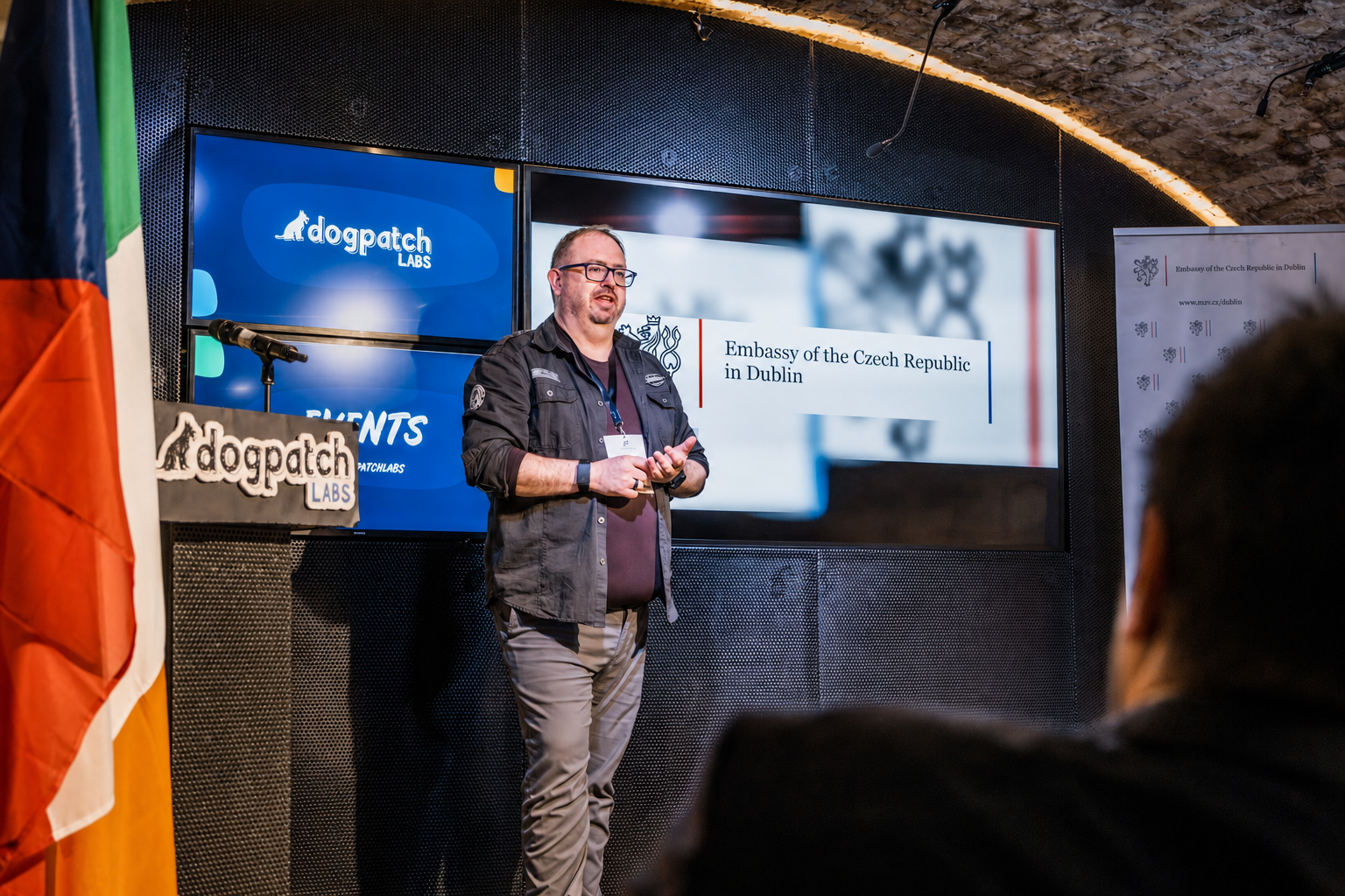 DC speaking at Dogpatch Labs alongside the Embassy of the Czech Republic in Dublin.